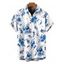 Men's Hawaii Vacation Shirt Porcelain Style Ink Painting Flower Pattern Button Up Shirt - Blanc 5XL
