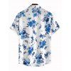 Men's Hawaii Vacation Shirt Porcelain Style Ink Painting Flower Pattern Button Up Shirt - Blanc 5XL