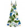 Hawaii Vacation Dress Tropical Plumeria Floral Palm Leaf Anthurium Print Lace Hollow Out Slit Dress - Blanc XXXXXL | US 20