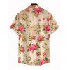 Men's French Country Style Shirt Vintage Newspaper Rose Print Button Up Shirt - Abricot 5XL
