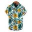Men's Hawaii Vacation Shirt Lily Floral Tropical Palm Leaf Pattern Button Up Shirt - PLANT GREEN 5XL