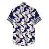 Hawaii Vacation Couple Outfit Plumeria Floral Tribal Print Twisted Cut Out Bowknot Slit Halter Dress and Shirt Set - Bleu profond S | US 4