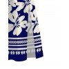 Hawaii Vacation Couple Outfit Plumeria Floral Tribal Print Twisted Cut Out Bowknot Slit Halter Dress and Shirt Set - Bleu profond S | US 4