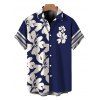 Hawaii Vacation Couple Outfit Plumeria Floral Tribal Print Twisted Cut Out Bowknot Slit Halter Dress and Shirt Set - Bleu profond S | US 4