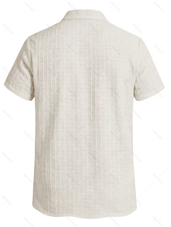 Men's Casual Shirt Textured Knitted Solid Color Button Up Shirt - Abricot S