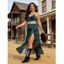 Robe vintage à imprimé tie-dye, dentelle ajourée, bretelles spaghetti fendue - Paon Bleu XXL | US 14