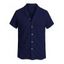 Men's Casual Shirt Textured Knitted Solid Color Button Up Shirt - Noir 2XL