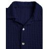 Men's Casual Shirt Textured Knitted Solid Color Button Up Shirt - Bleu profond L