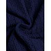 Men's Casual Shirt Textured Knitted Solid Color Button Up Shirt - Bleu profond M