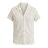 Men's Casual Shirt Textured Knitted Solid Color Button Up Shirt - Abricot L