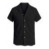 Men's Casual Shirt Textured Knitted Solid Color Button Up Shirt - Noir S
