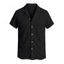 Men's Casual Shirt Textured Knitted Solid Color Button Up Shirt - Noir L