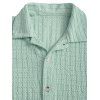 Men's Casual Shirt Textured Knitted Solid Color Button Up Shirt - Vert clair 2XL