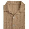 Men's Casual Shirt Textured Knitted Solid Color Button Up Shirt - LIGHT COFFEE 2XL