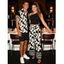 Vacation Couple Outfit Skew Neck Ruched Tank Top Tribal Hibiscus Floral Print Belt Pants and Shirt Shorts Set - Noir S | US 4