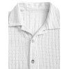 Men's Casual Shirt Textured Knitted Solid Color Button Up Shirt - Blanc L