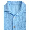 Men's Casual Shirt Textured Knitted Solid Color Button Up Shirt - Bleu clair L