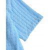 Men's Casual Shirt Textured Knitted Solid Color Button Up Shirt - Bleu clair L