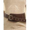 Vintage Punk Style Wide Belt Rivet Curved Metal Plate Belt - Brun 