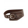 Vintage Punk Style Wide Belt Rivet Curved Metal Plate Belt - Brun 