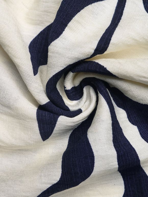 Vacation Couple Outfit Leaf Silhouette Print Smocked Tied Off the Shoulder Romper and Geometric Hollow Out Shirt Set - Noir S | US 4