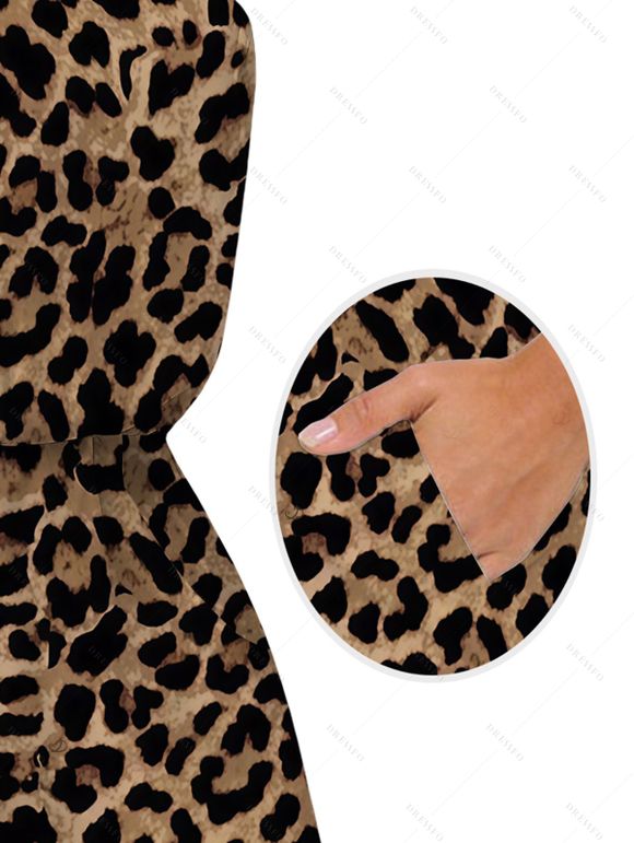 Vacation Romper Leopard Pattern Pocket Off the Shoulder Romper - marron foncé XXL | US 14