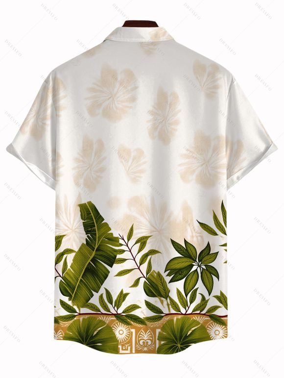 Vacation Couple Outfit Skew Neck Tank Top Tropical Banana Leaf Print Belt Pants and Shirt Shorts Set - Blanc S | US 4