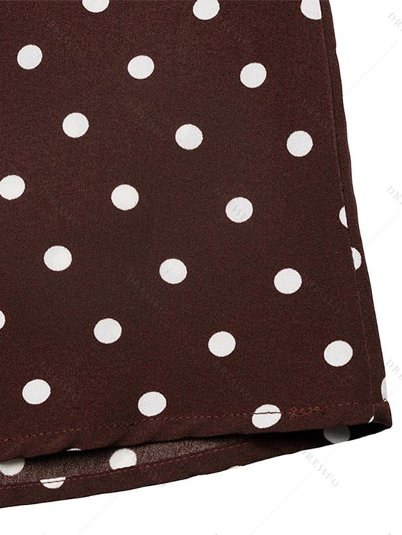 Vintage Vacation Dress Polka Dots Print Open Back Maxi Retro Halter Dress - Brun S | US 4