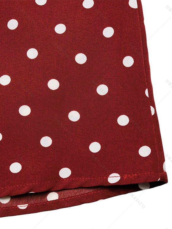 Vintage Vacation Dress Polka Dots Print Open Back Maxi Retro Halter Dress - Rouge Vineux XL | US 12