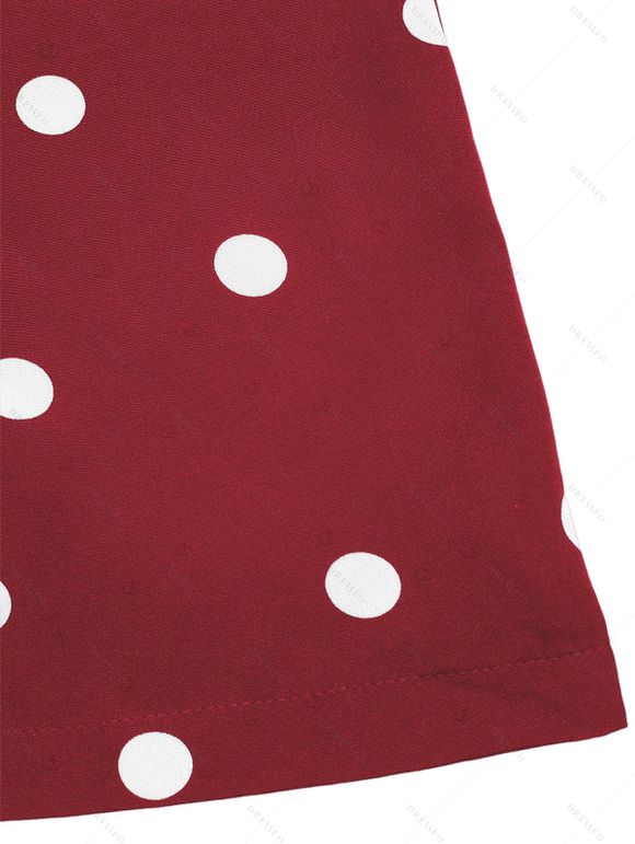 Vintage Vacation Jumpsuit Polka Dots Print Ruched Off the Shoulder Wide Leg Jumpsuit - Rouge Vineux XL | US 12