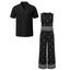 Vintage Vacation Couple Outfit Ethnic Print Tank Top Wide Leg Pants and Geometric Hollow Out Shirt Set - BLACK S | US 4