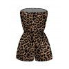 Vacation Couple Outfit Leopard Pattern Pocket Off the Shoulder Romper and Roll Up Sleeve Shirt Set - marron foncé S | US 4