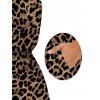Vacation Couple Outfit Leopard Pattern Pocket Off the Shoulder Romper and Roll Up Sleeve Shirt Set - marron foncé S | US 4