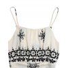 Bohemian Vacation Couple Outfit Ethnic Print Spaghetti Strap Wide Leg Jumpsuit and Textured Knitted Shirt Set - Beige S | US 4
