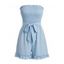 Vacation Romper Solid Color Smocked Ruffle Off the Shoulder Belt Romper - Bleu Poudre XXL | US 12