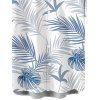 Vacation Couple Outfit Solid Color Smocked Ruffle Off the Shoulder Belt Romper and Tropical Botanical Leaf Print Shirt Set - Bleu Poudre S | US 4