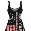 Independence Day Dress Vintage American Flag 250th Anniversary Print Spaghetti Strap Patriotic Dress - Noir XXXXXL | US 20