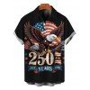 Men's Independence Day Shirt Eagle American Flag Elements 250 Anniversary Print Patriotic Shirt - Noir 5XL