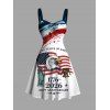 Independence Day Dress American Flag Eagle Statue of Liberty 250th Anniversary Print Ruched Bust Patriotic Dress - Blanc XXXXXL | US 20