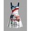 Independence Day Dress American Flag Eagle Statue of Liberty 250th Anniversary Print Ruched Bust Patriotic Dress - Blanc XXXXXL | US 20