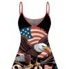 Independence Day Dress Eagle American Flag Elements 250 Anniversary Print Spaghetti Strap Patriotic Dress - Noir XXXXXL | US 20