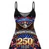 Independence Day Dress 250th Anniversary Eagle American Flag Elements Print Spaghetti Strap Patriotic Dress - Noir XXXXXL | US 20
