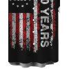 Men's Independence Day Shirt Vintage American Flag 250th Anniversary Print Roll Up Sleeve Patriotic Shirt - Noir 5XL