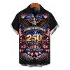 Men's Independence Day Shirt 250th Anniversary Eagle American Flag Elements Print Button Up Patriotic Shirt - Noir 5XL