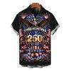 Independence Day Couple Outfit 250th Anniversary Eagle American Flag Elements Print Dress and Shirt Patriotic Set - Noir S | US 4