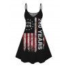 Independence Day Couple Outfit Vintage American Flag 250th Anniversary Print Dress and Roll Up Sleeve Shirt Patriotic Set - Noir S | US 4
