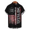 Independence Day Couple Outfit Vintage American Flag 250th Anniversary Print Dress and Roll Up Sleeve Shirt Patriotic Set - Noir S | US 4