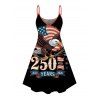 Independence Day Couple Outfit Eagle American Flag Elements 250 Anniversary Print Dress and Shirt Patriotic Set - Noir S | US 4