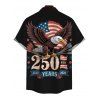 Independence Day Couple Outfit Eagle American Flag Elements 250 Anniversary Print Dress and Shirt Patriotic Set - Noir S | US 4