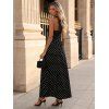 Vintage Vacation Dress Polka Dots Print Open Back Maxi Retro Halter Dress - Noir XL | US 12